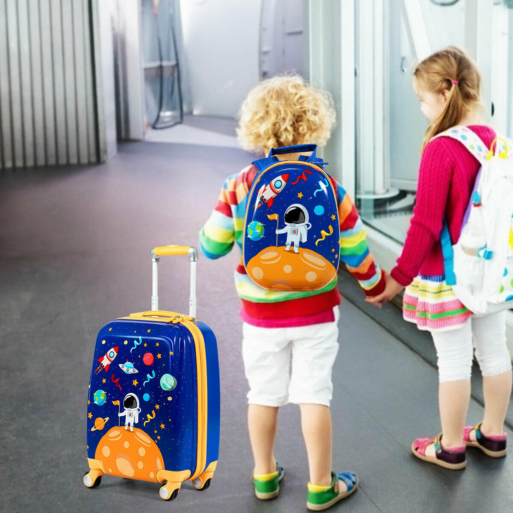 ABS Kids Backpack Luggage Set Children Suitcase Travel Schoo-Navy