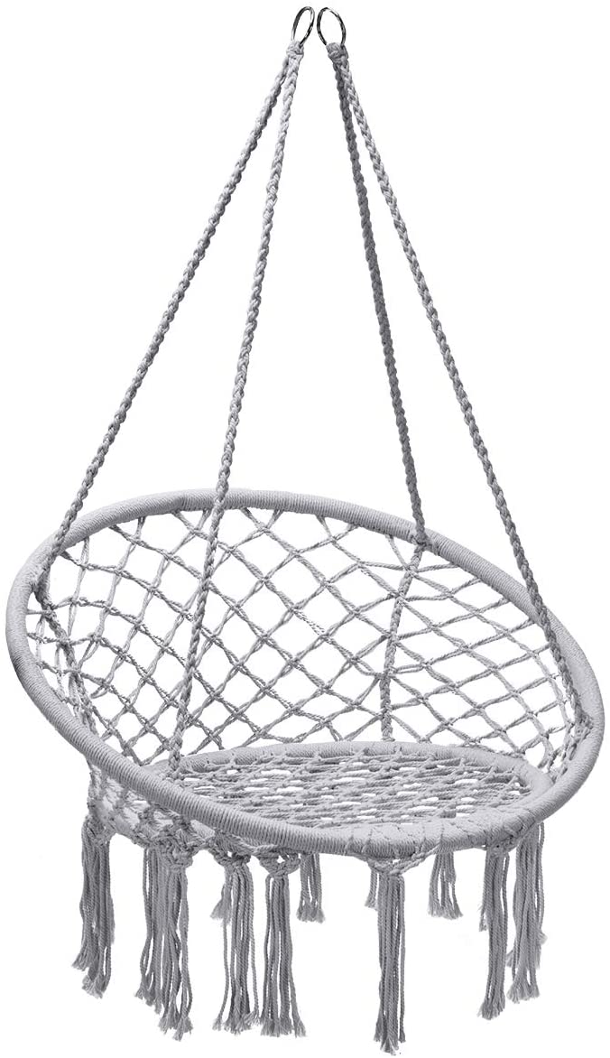 Hammock Swing Chair with Metal Rings (Stand not Included) Grey