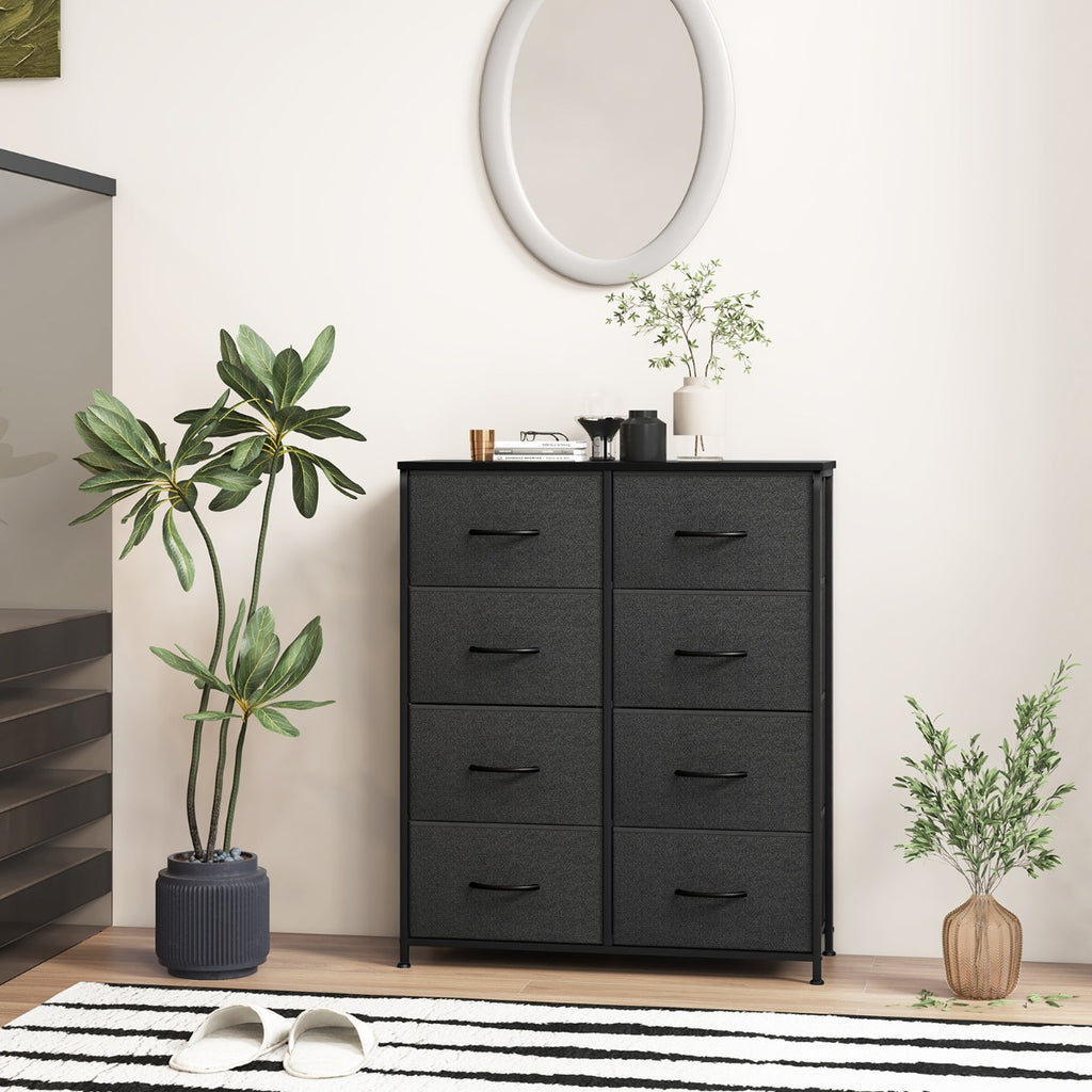 Fabric Dresser for Bedroom Clothes Storage Organizer with 8 Drawers-Black