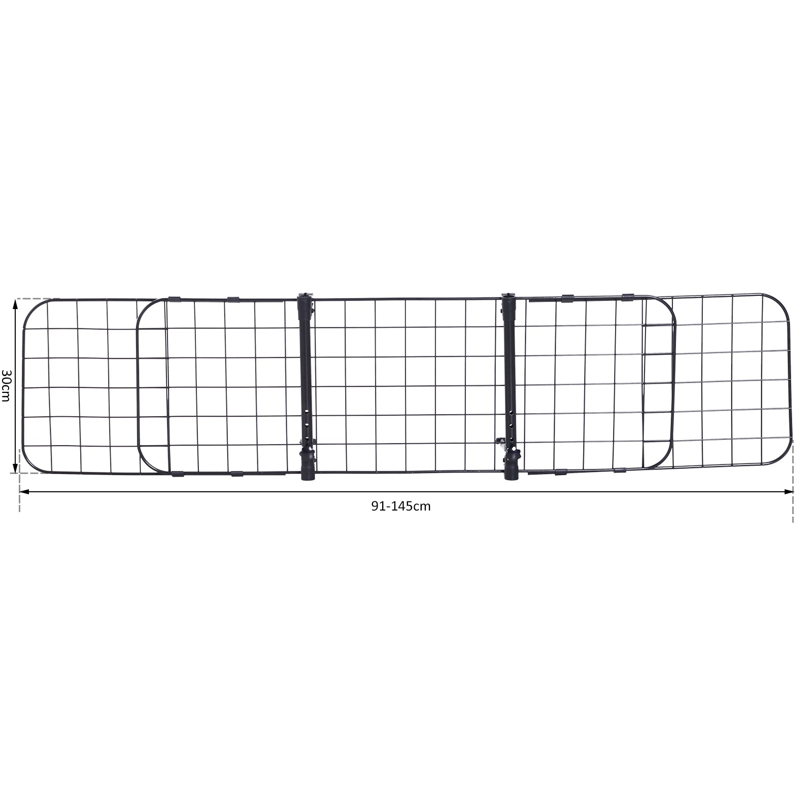 PawHut Heavy Duty Pet Car Barrier, 91-145Wx30H cm-Black - Inspirely