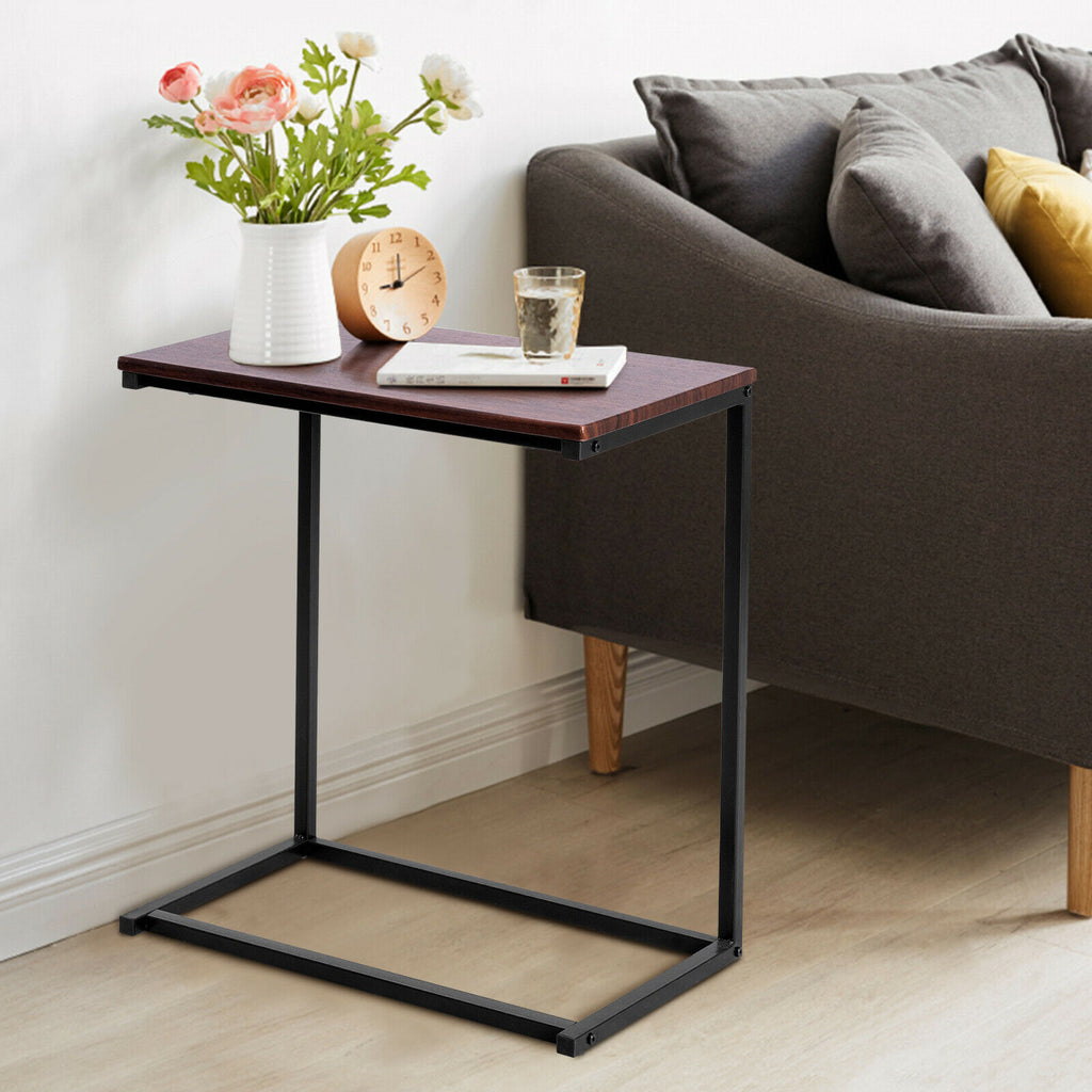 Industrial Styled C Shaped Side, End Table-Coffee