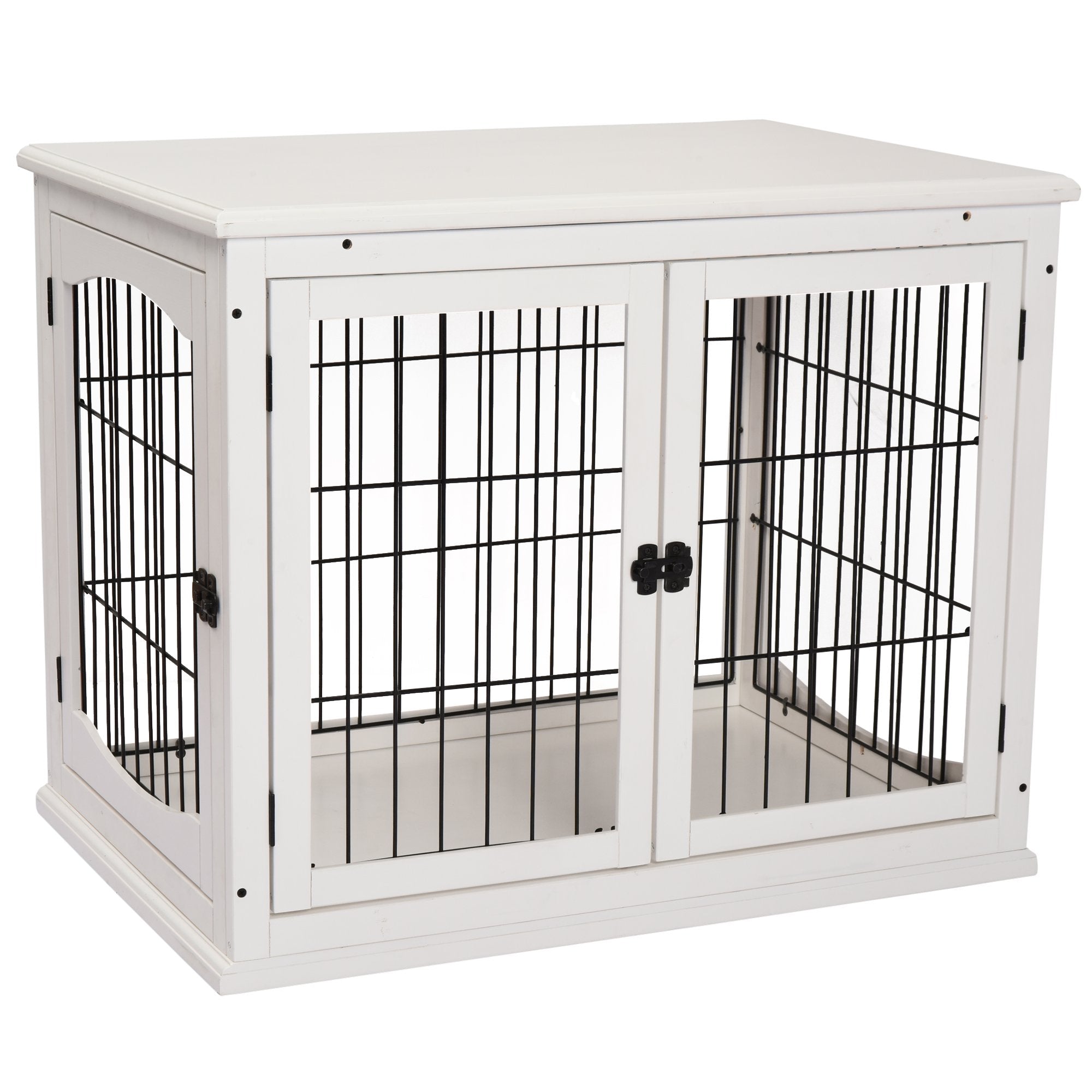 MDF 3-Door Small Indoor Pet Cage White - Inspirely