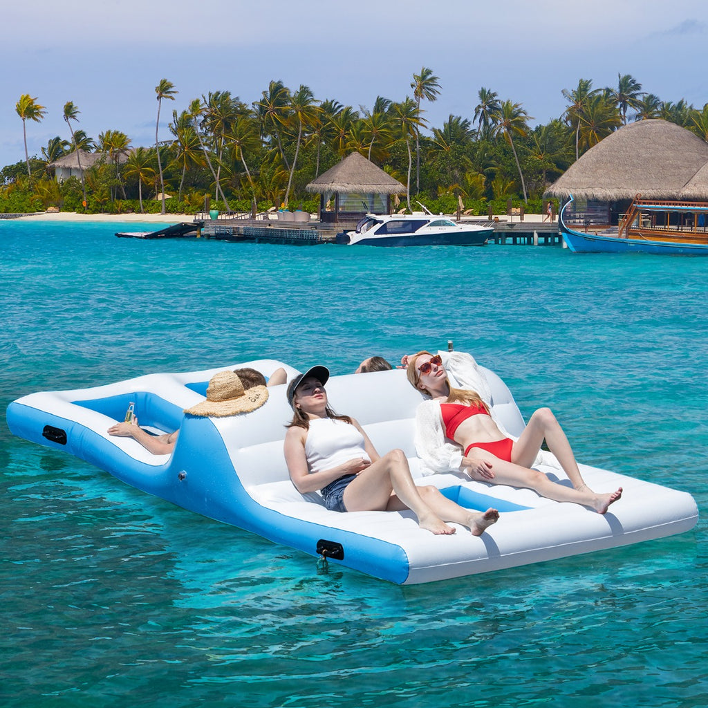 4-6 Person Floating Island with Dual Lying and Wading Areas-White