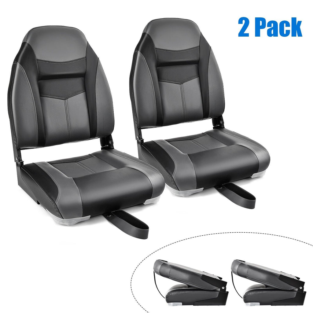 2 Pieces High Back Boat Seat with High-density Sponge Cushion-Black