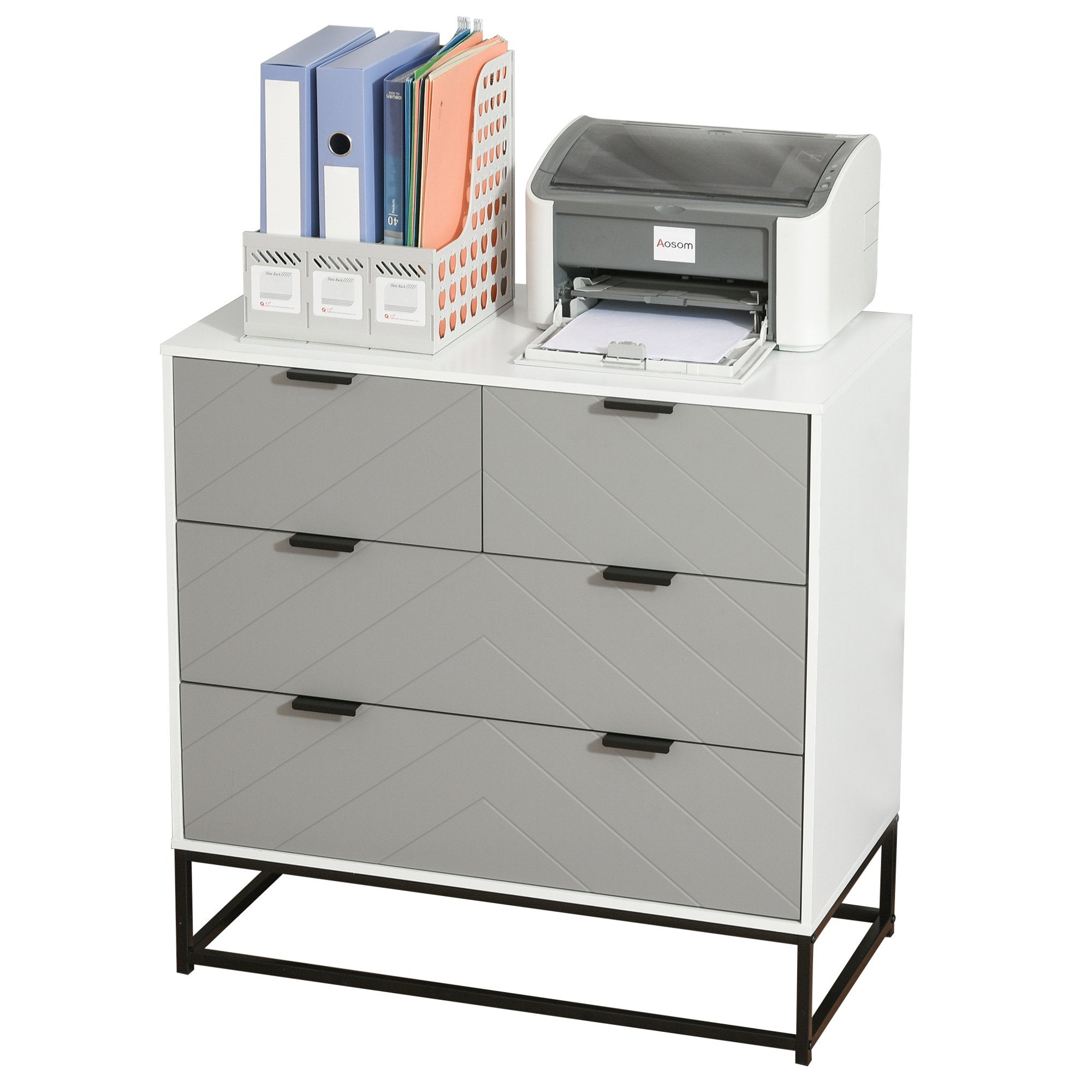Particle Board 3-Tier Chest of Drawers Grey/White - Inspirely