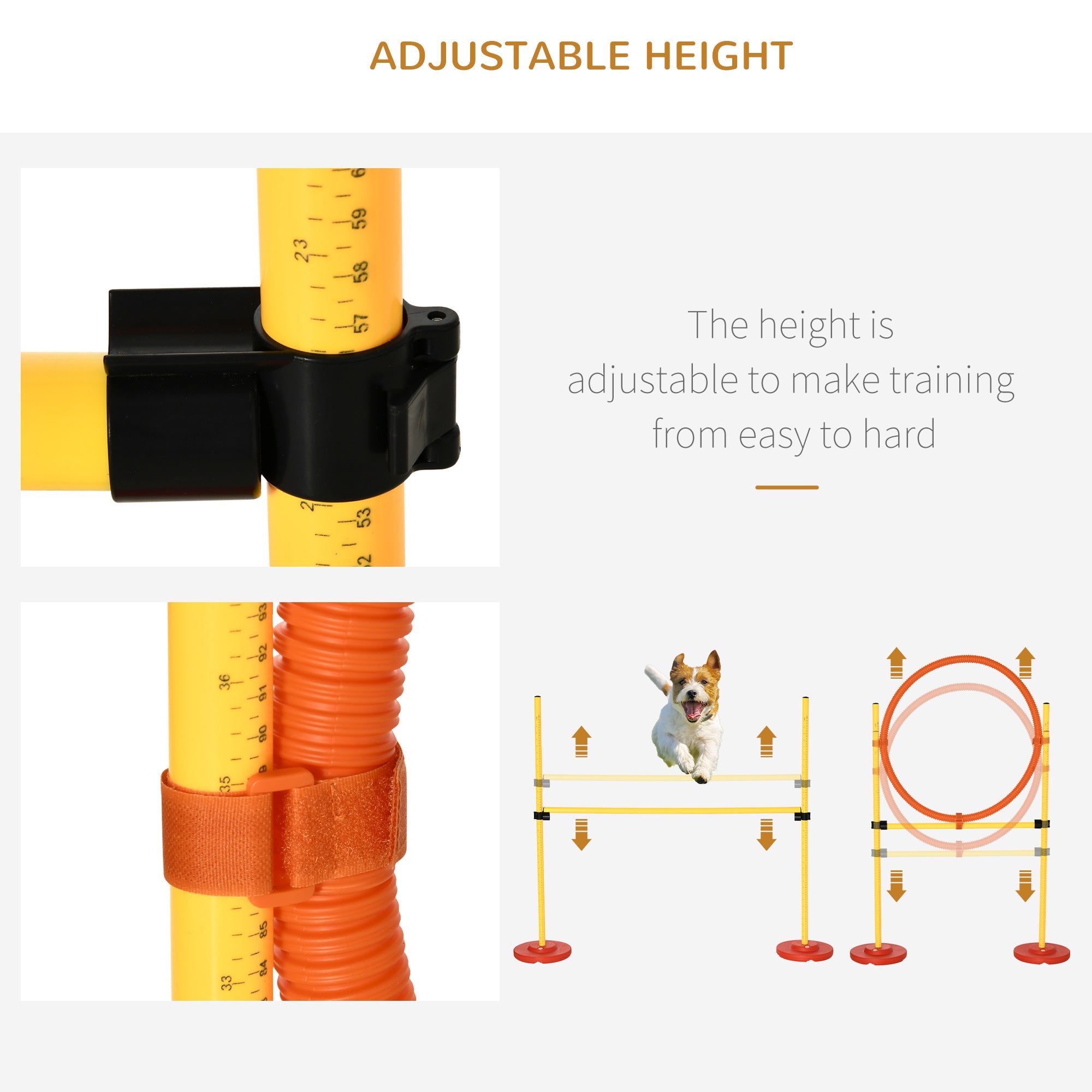 PawHut Dogs Plastic 3-Course Agility Set Yellow - Inspirely
