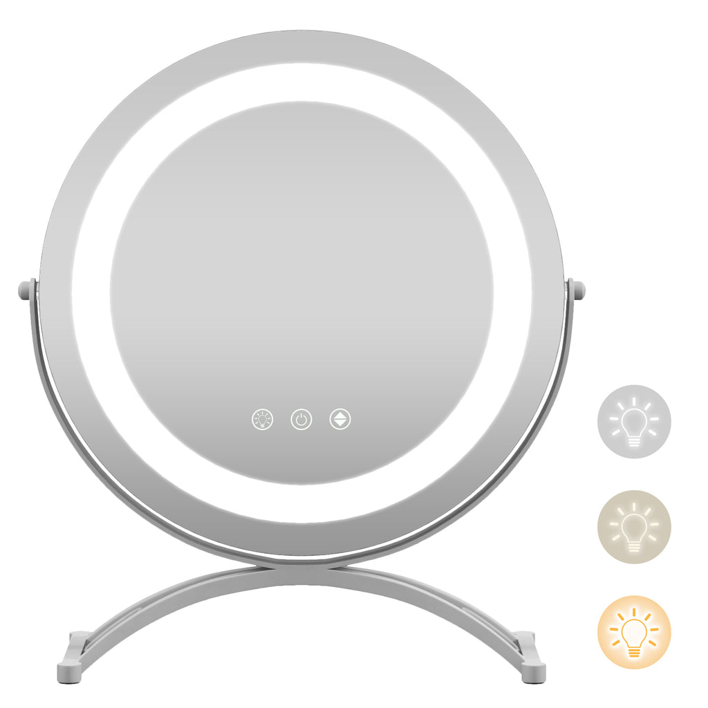 30 CM LED Lighted Round Makeup Vanity Mirror with Smart Touch Control-White