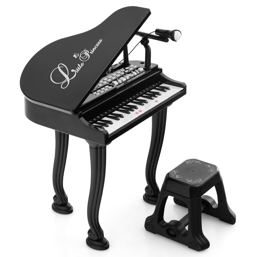 37-Key Kids Piano Keyboards with Microphone and Teaching Mode-Black