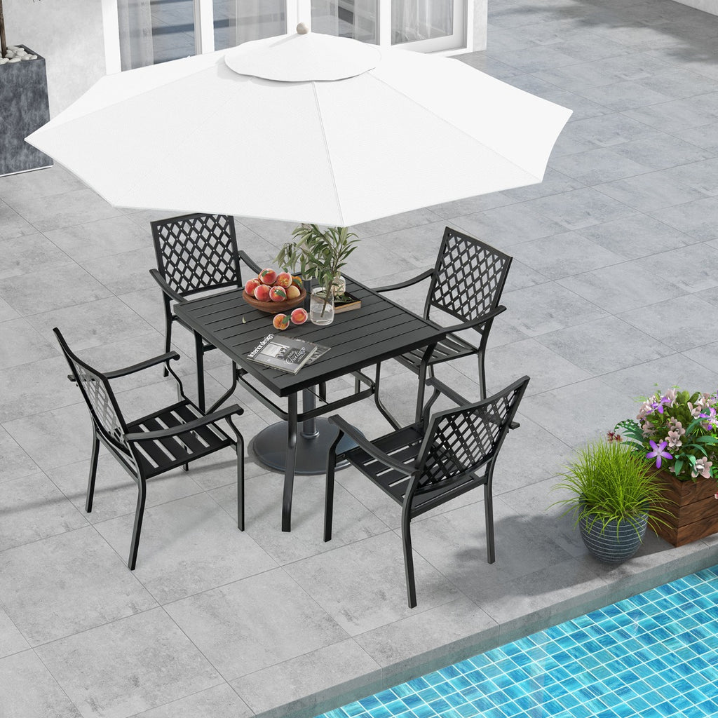 5 Pieces Metal Patio Dining Table Set for Poolside Deck Backyard