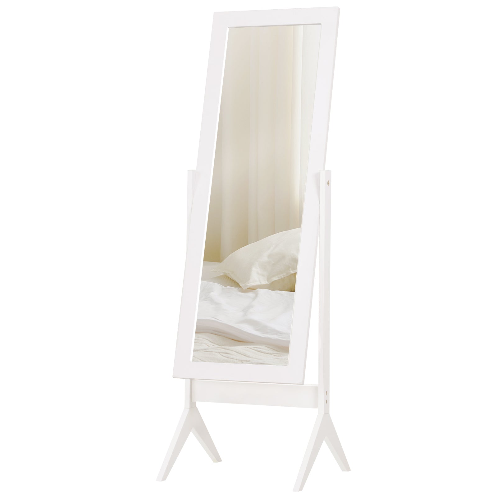 Tall Freestanding Dressing Mirror, Adjustable Tilt White