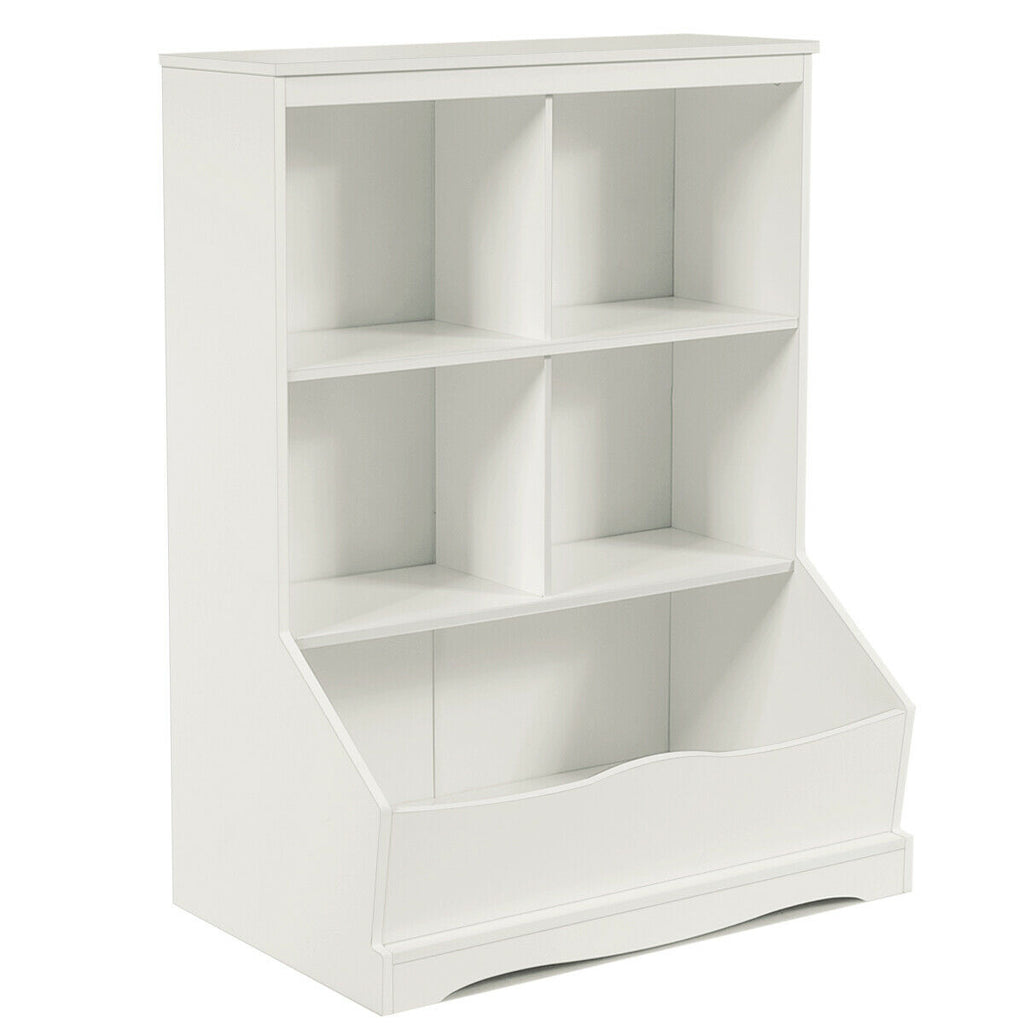 Kids Bookcase Toys Storage Units with Shelves and Compartments-White
