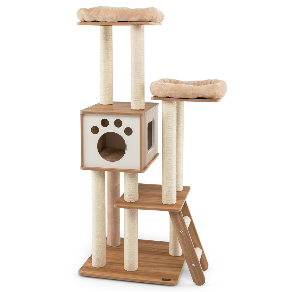 5-Tier Cat Tree Tower with Cando and 2 Padded Plush Perches