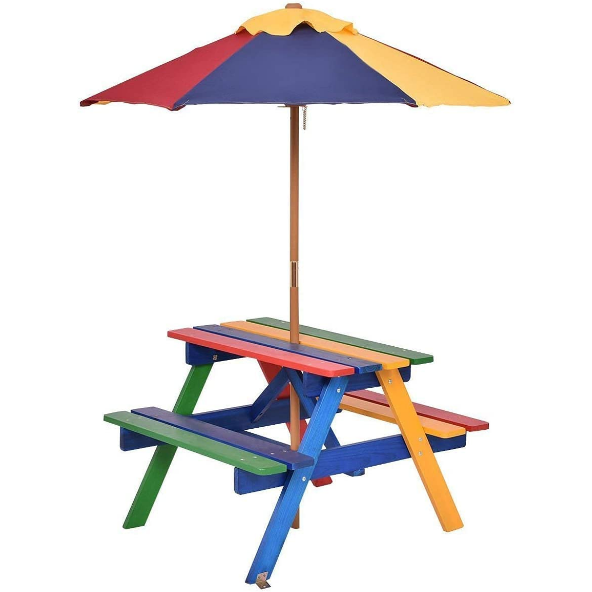 Children's Wooden Picnic Bench with Parasol