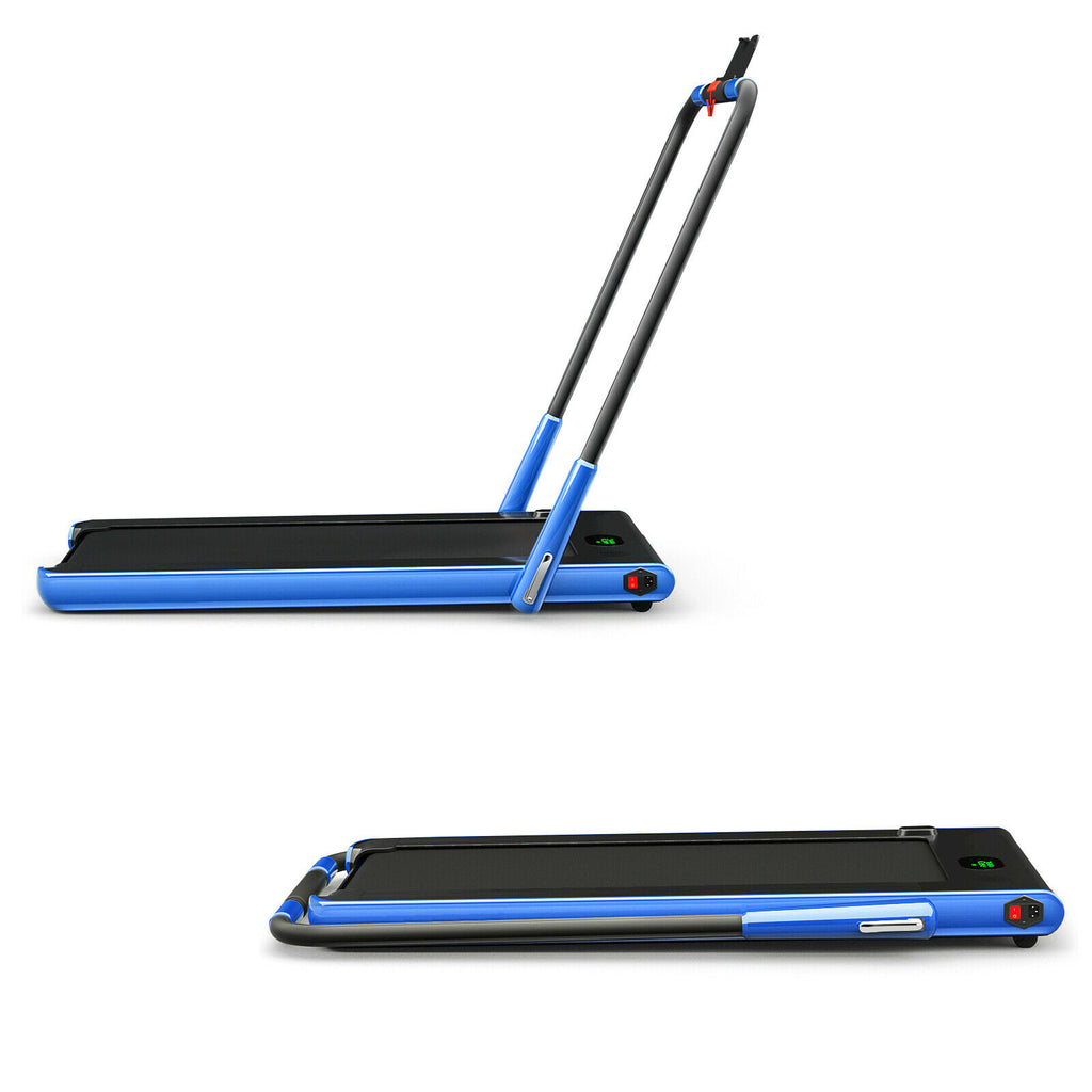 Folding Treadmill with LED Display Bluetooth Speaker Blue