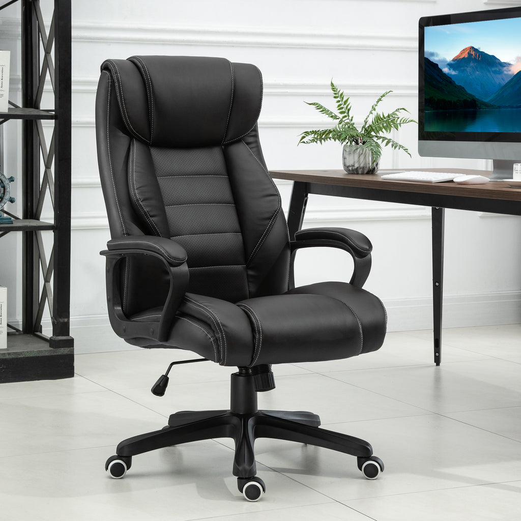 Faux Leather Upholstered Ergonomic Executive Office Chair Black