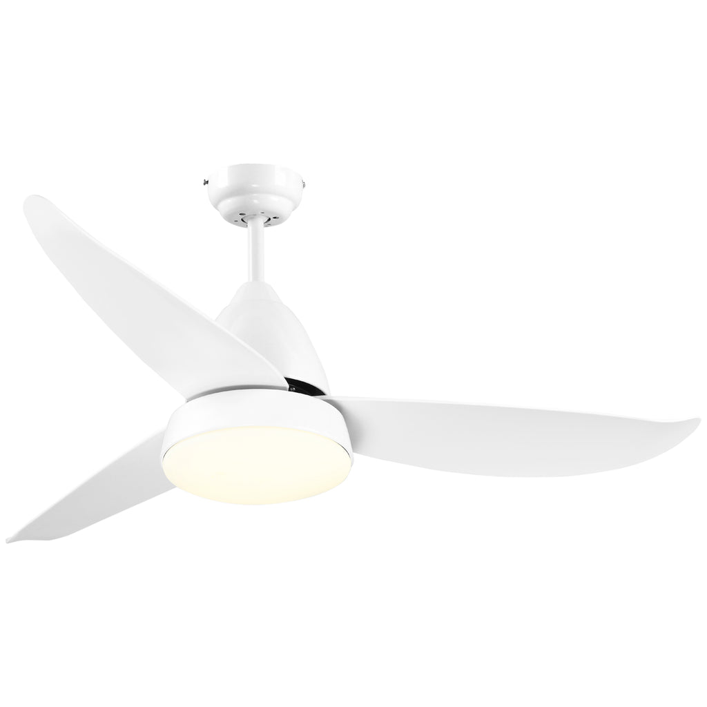 HOMCOM Reversible Ceiling Fan with Light, 3 Blades Indoor Modern Mount White LED Lighting Fan with Remote Controller, for Bedroom, Living Room, White - Inspirely