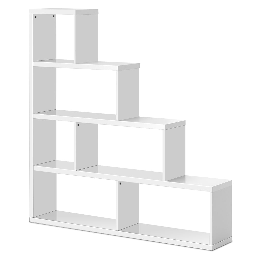 6-Cube Ladder Bookcase for Living Room Study Office-White