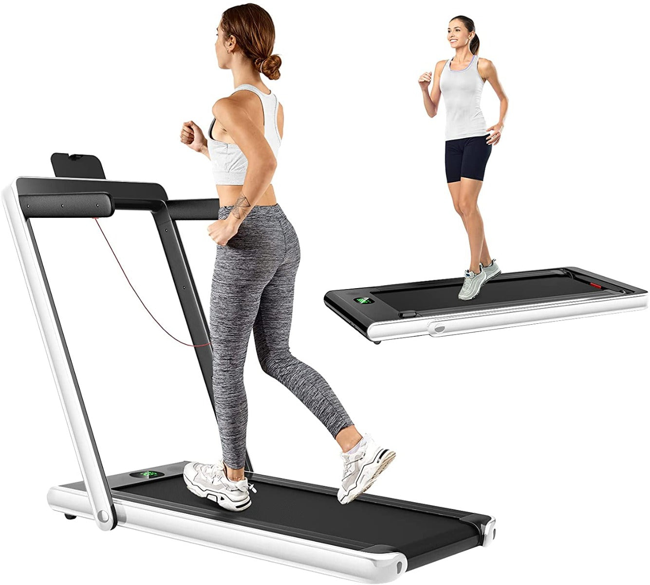 1 12Kph Folding Electric Treadmill with Bluetooth Capability White