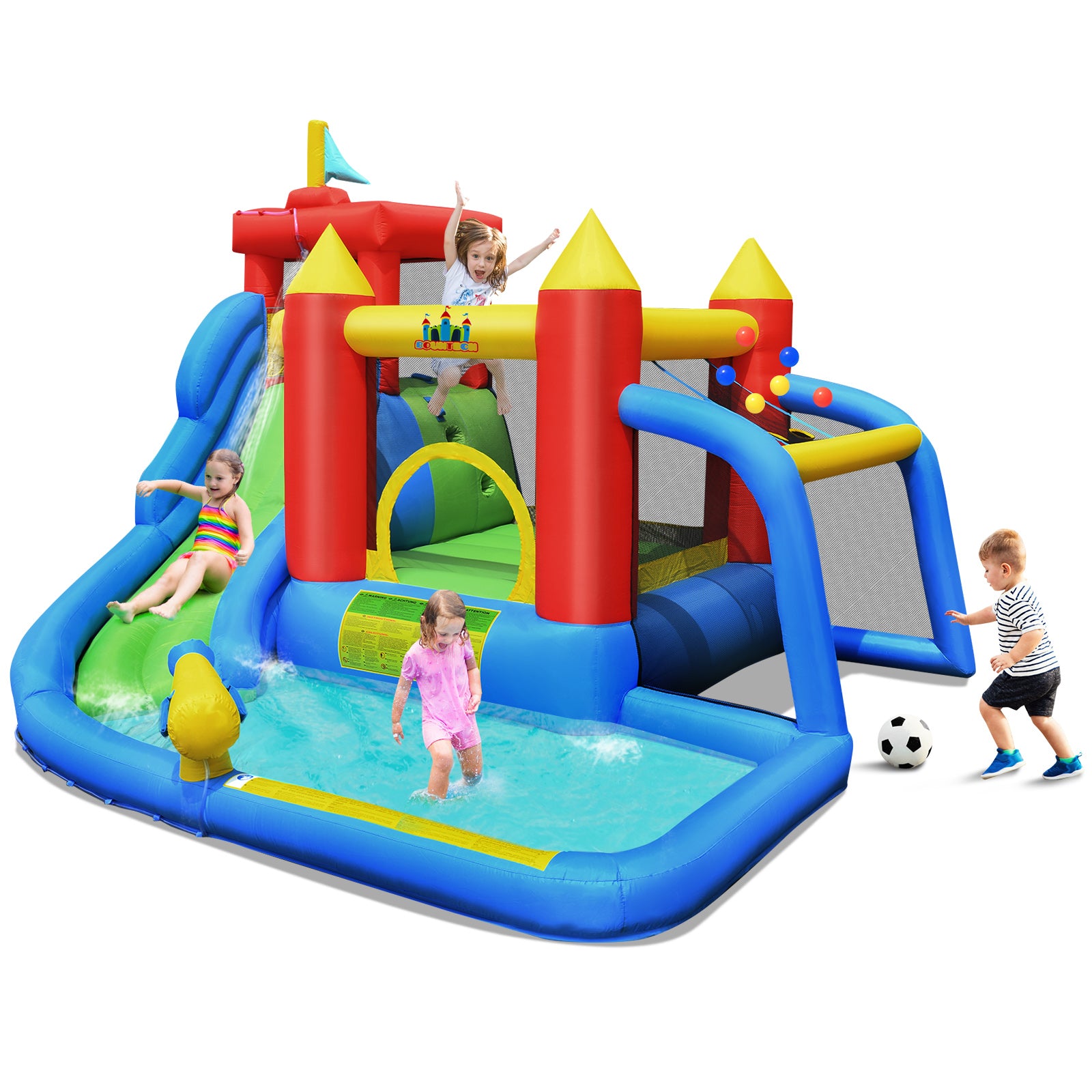 7-in-1 Inflatable Water Slide Bounce House without Blower