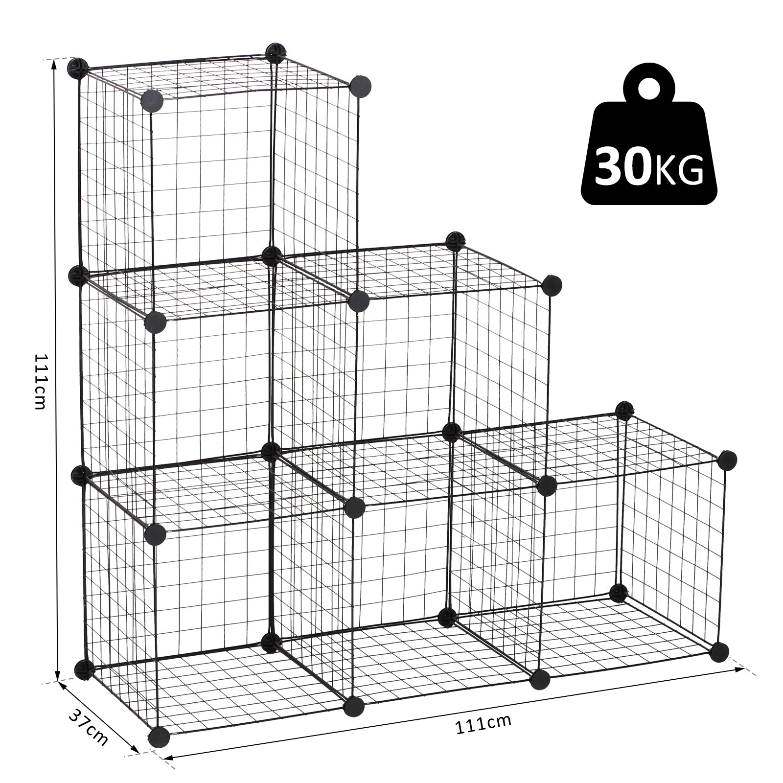 HOMCOM DIY 6 Cube Metal Wire Rack Interlocking Storage Cabinet Living Room Organiser Display Shelves Black - Inspirely