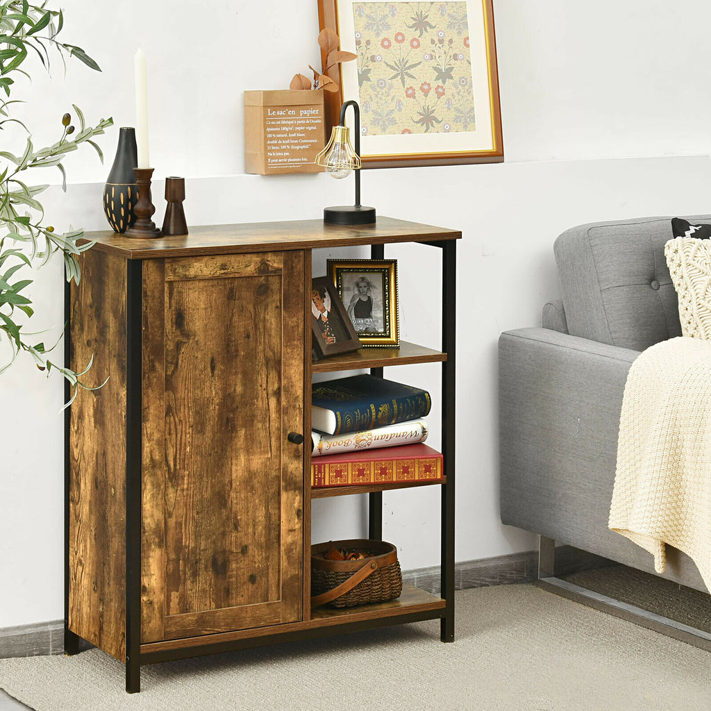 Industrial Styled Freestanding Storage Cupboard with 3 Side Shelves