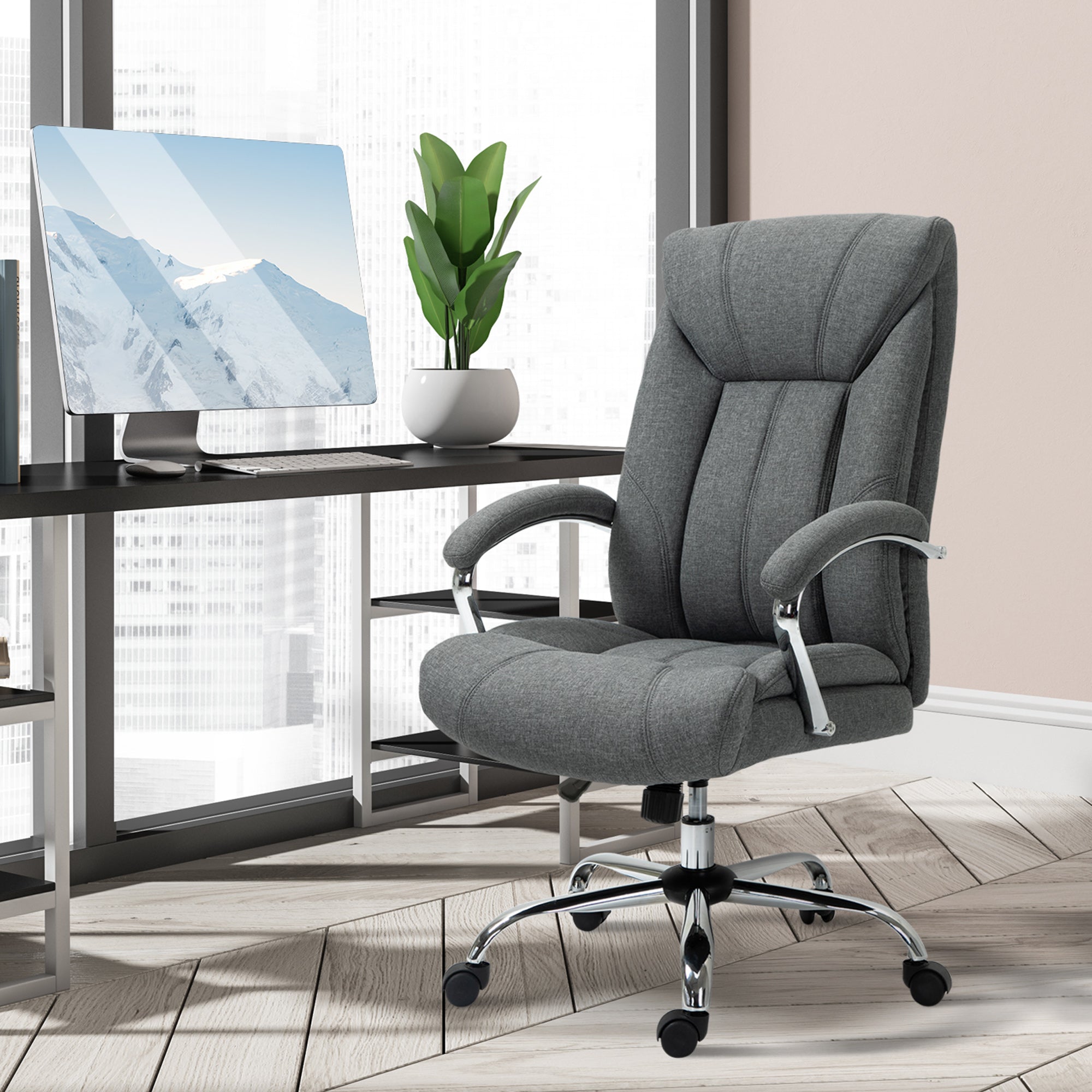 Vinsetto Ergonomic Mesh Office Chair with Lumbar Back Support Swivel  Rocking Computer Chair with Adjustable Height and Armrests for Home Office  Grey