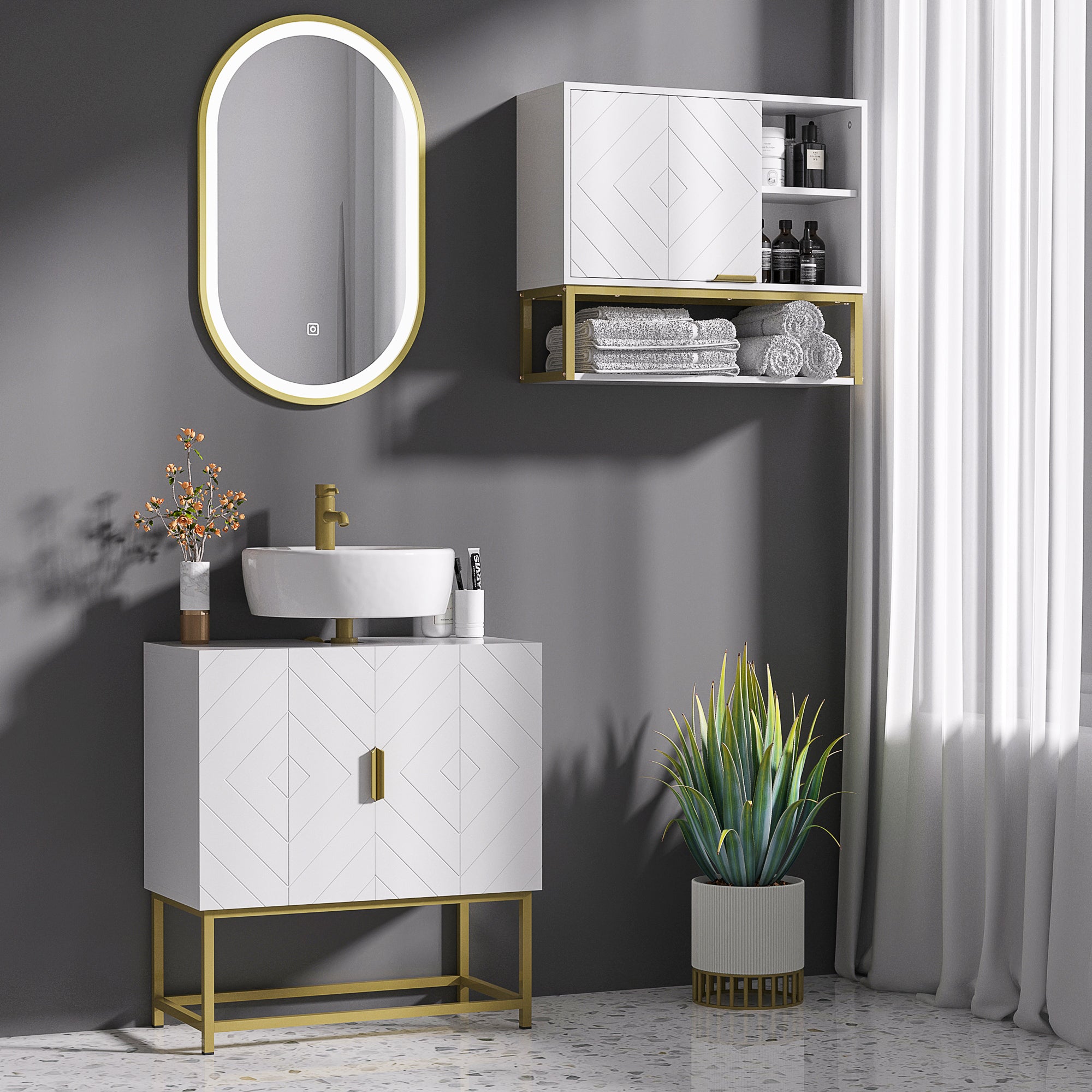 kleankin Pedestal Sink Storage Cabinet, Vanity Base Cabinet, Under Sink  Bathroom Cabinet with U-Shape Cut-Out and Adjustable Internal Shelf, White  and