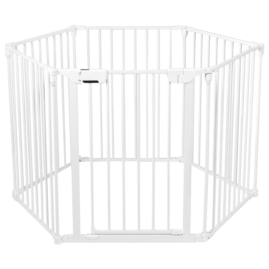 8 Panels Baby Playpen Metal Foldable Design with Safety Lock-White