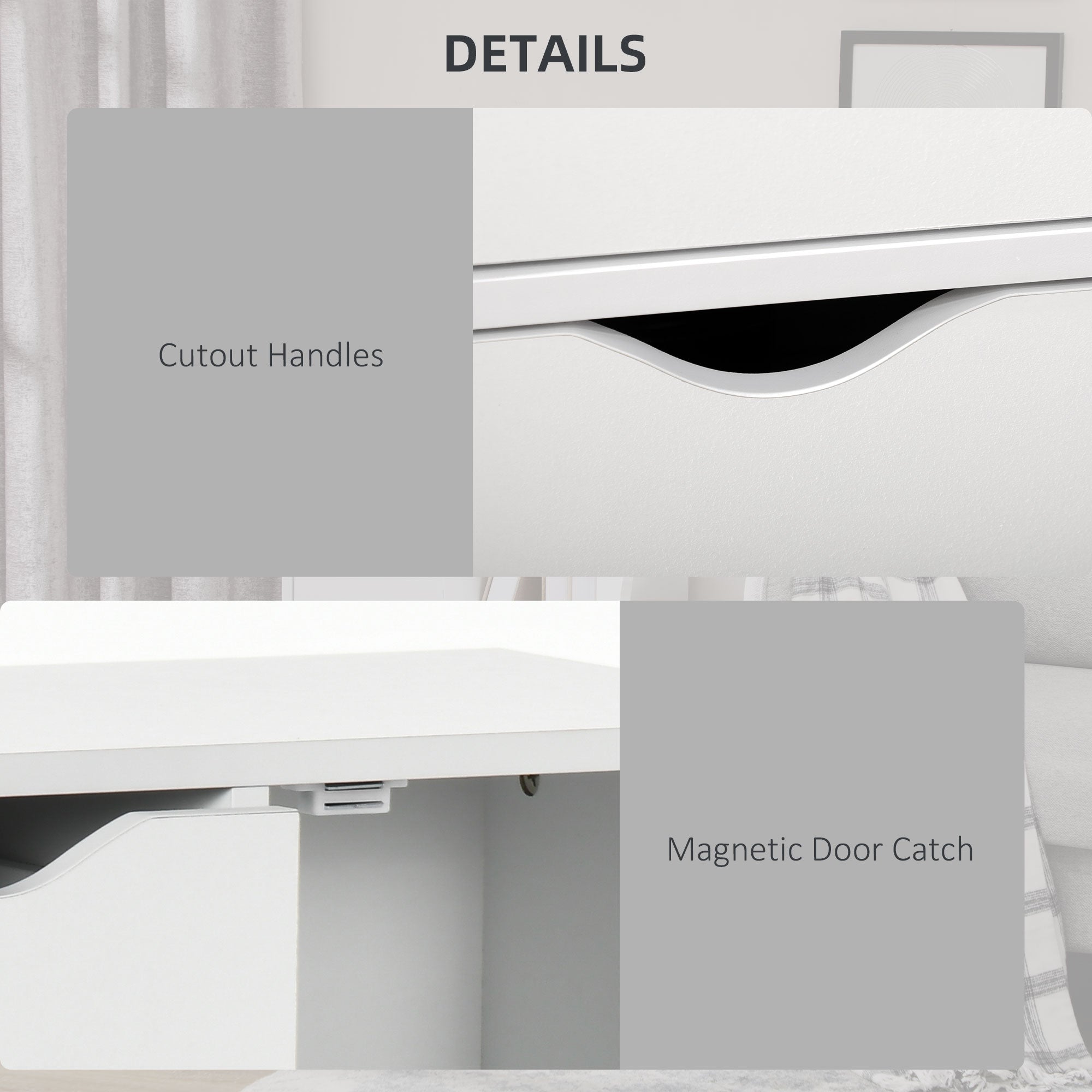HOMCOM Bathroom Cabinet, Freestanding Storage Cabinet with 4 Drawers, Door Cupboard for Living Room, Kitchen, Bedroom, White