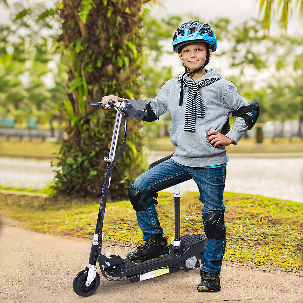 HOMCOM Outdoor Ride On Powered Scooter for kids Sporting Toy 120W Motor Bike 2 x 12V Battery - Black - Inspirely