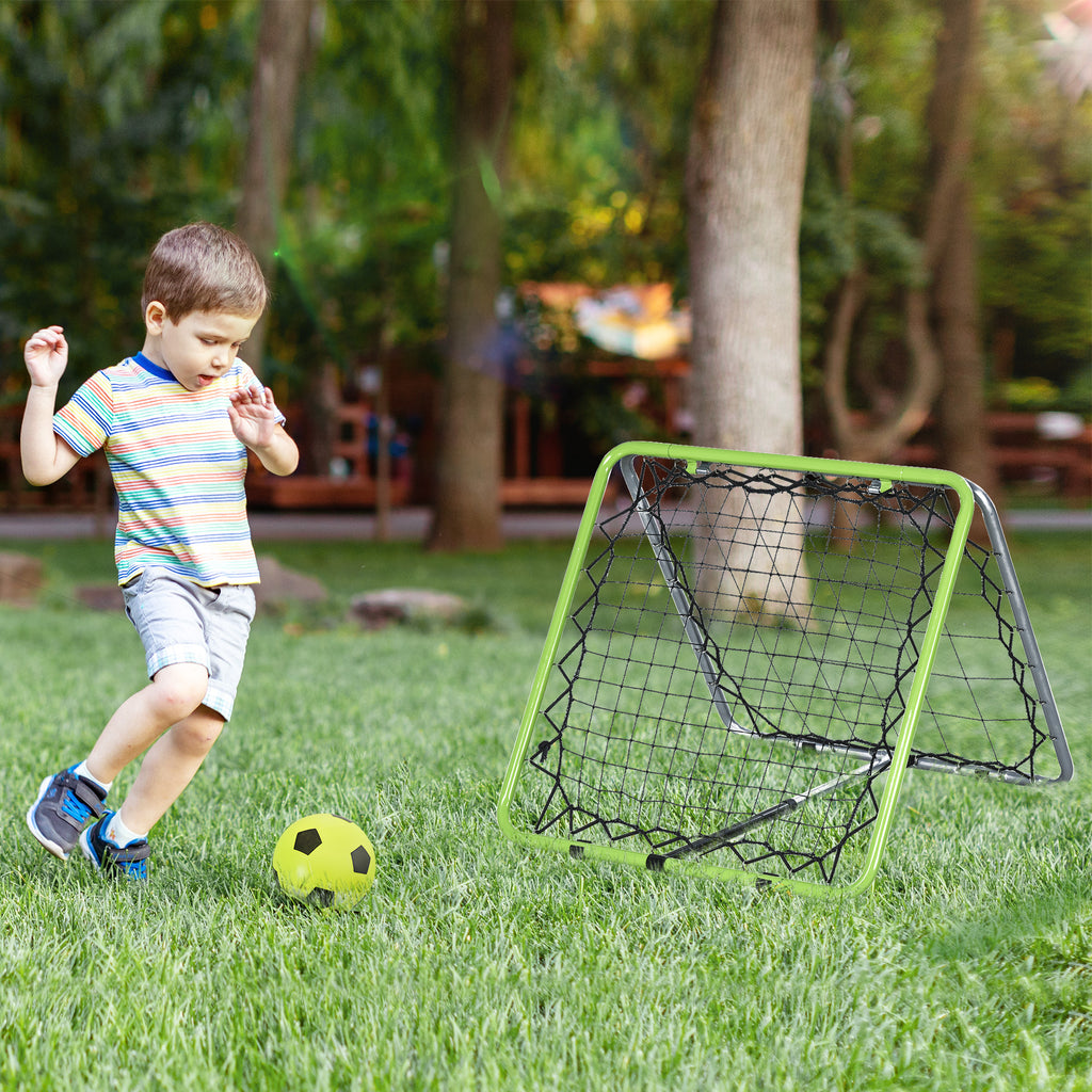HOMCOM Football Training Net, Soccer Kickback Target Goal Both Side Rebounder Net, Adjustable Angle Goal Training Set for Kids and Children, Backyard - Inspirely