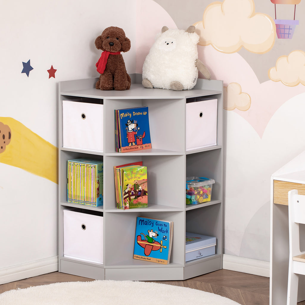 Kids Storage Cabinet Corner Toy Organizer, Anti-tipping, Drawer - Inspirely