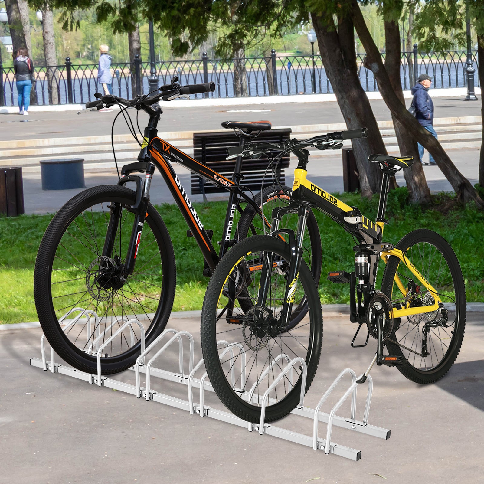 6-Bike Steel Bike Rack for Child BMX Road and Mountain Bikes -Silver