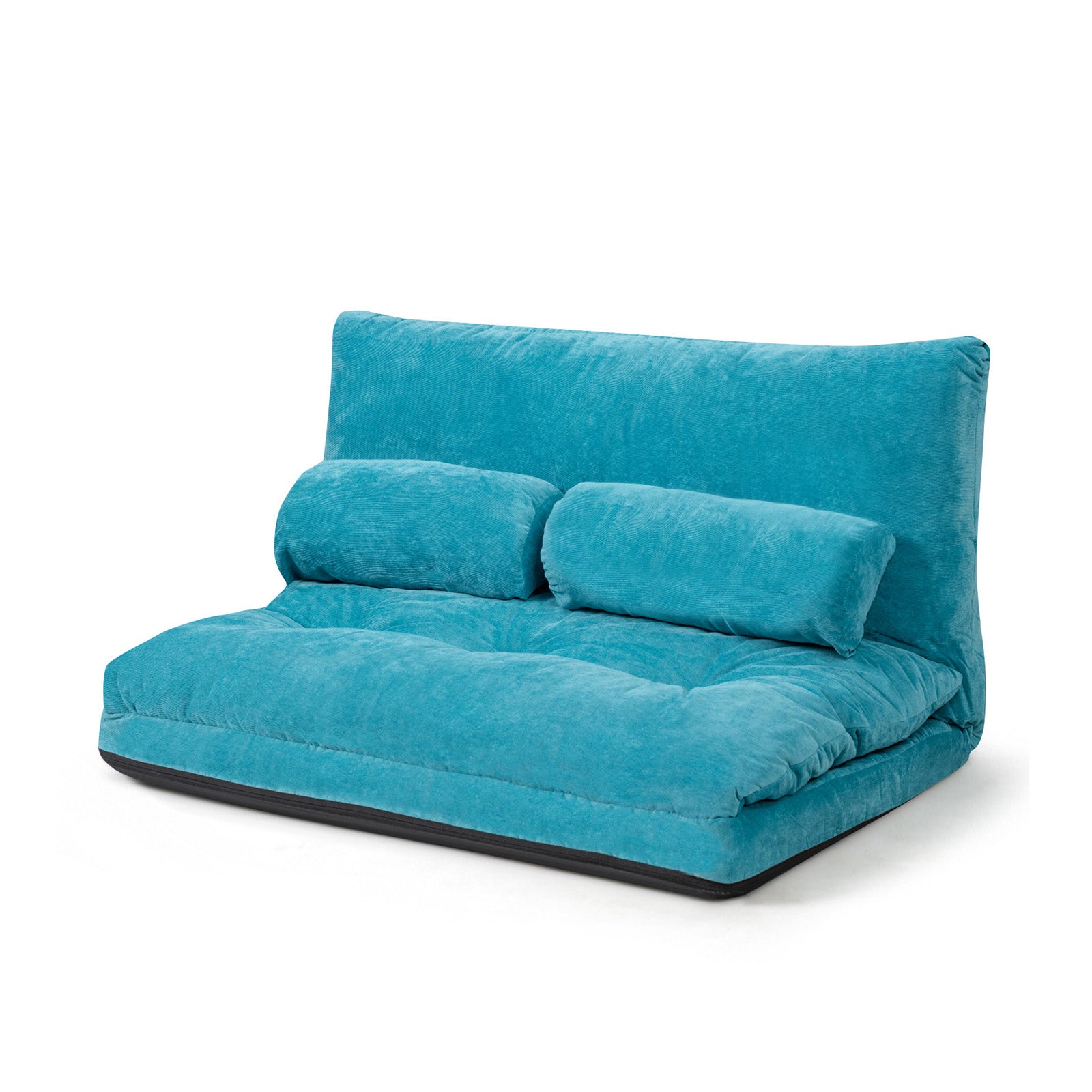 Convertible Floor Sofa Bed with 2 Waist Pillows-Blue