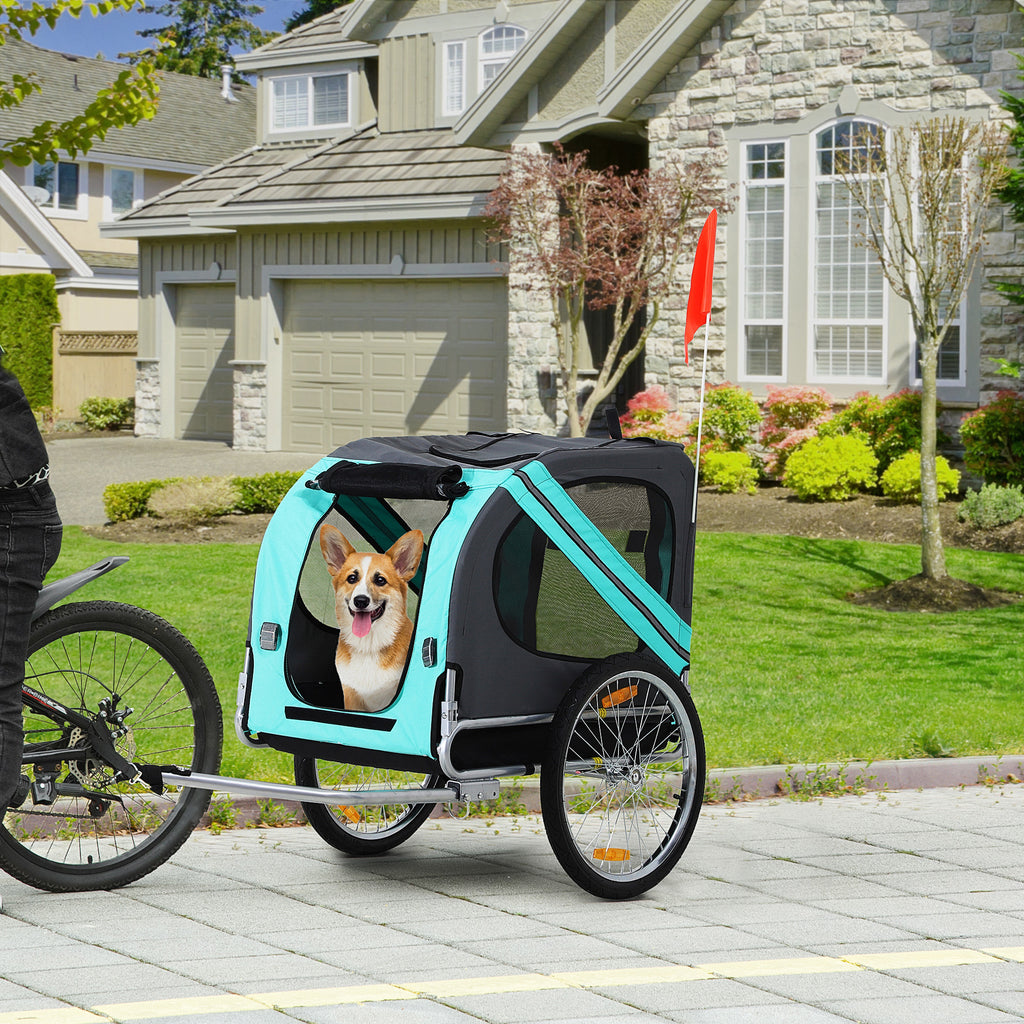 Pawhut Dog Bike Trailer Folding Pet Trailer Dog Carrier Bicycle Steel Inspirely