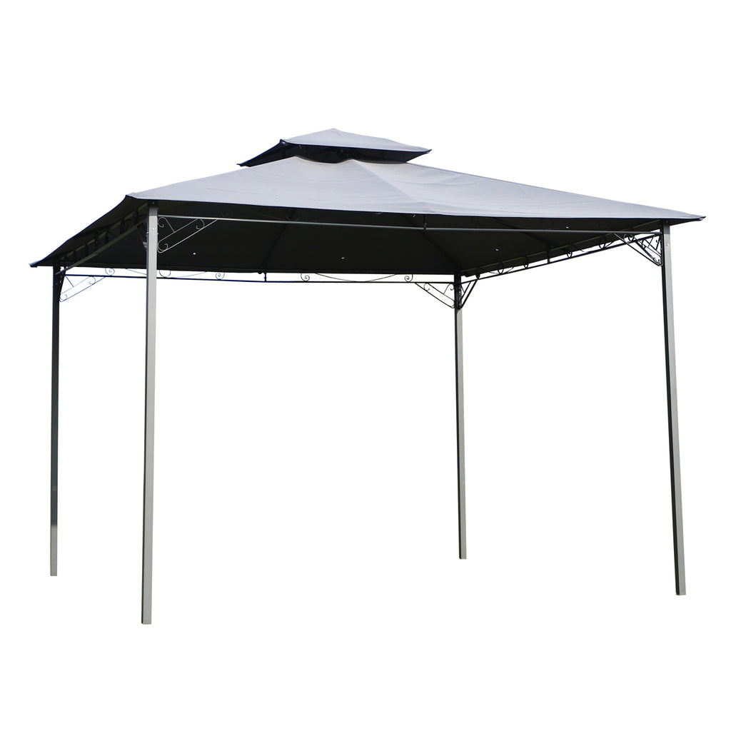 Outsunny 2-Tier Roof Gazebo, 300Lx300Wx264H cm, Steel Frame-Black/Grey