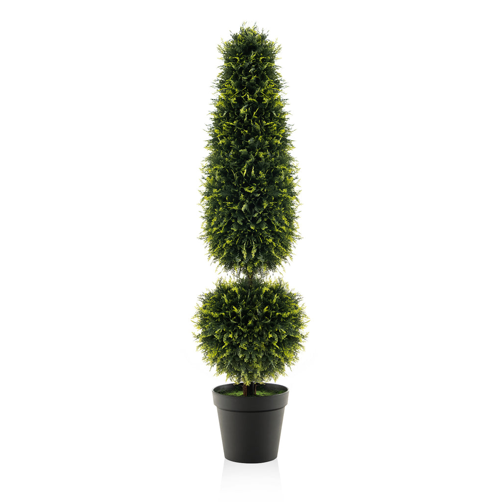 120 CM Artificial Boxwood Topiary Tree with Cement-Filled Flowerpot