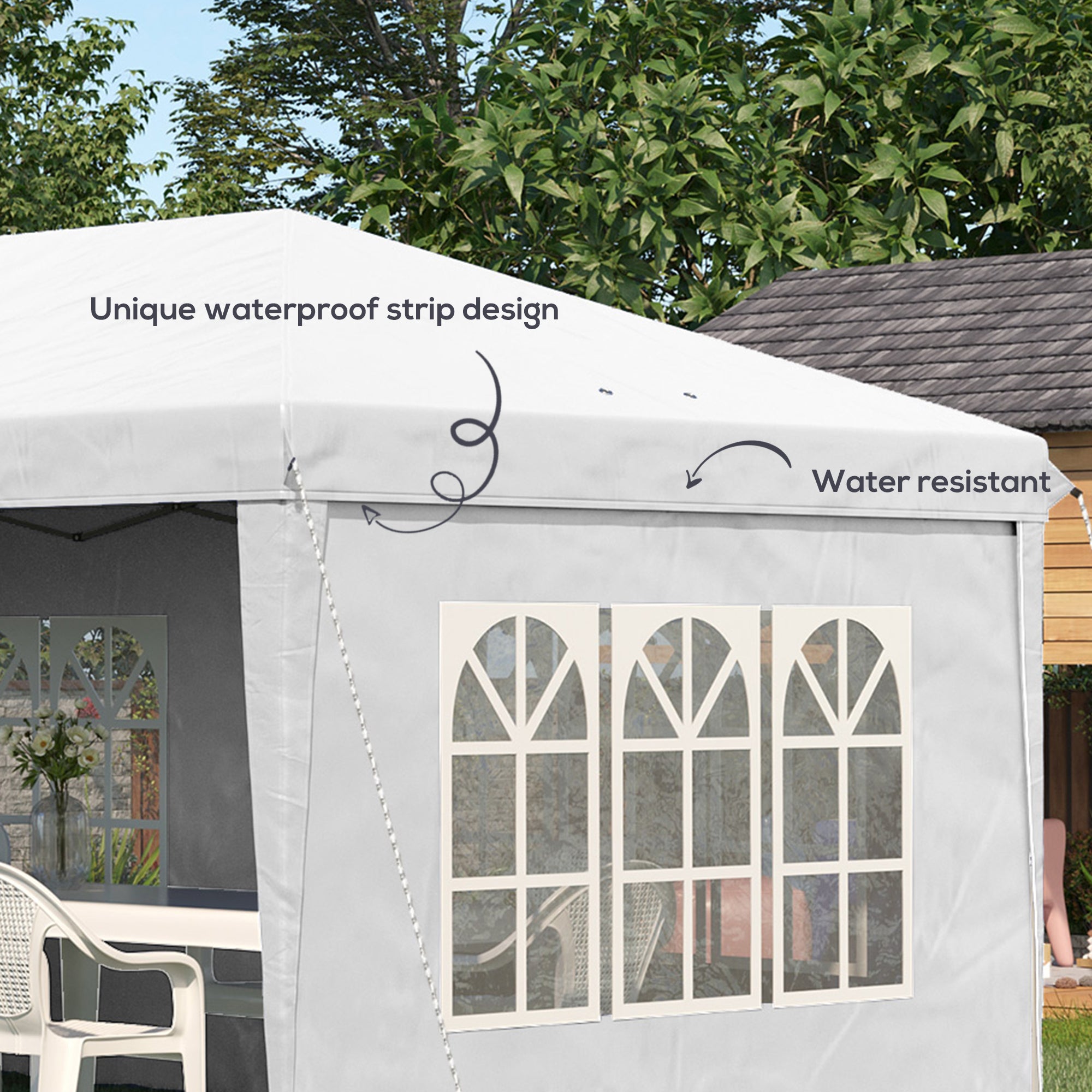 Outsunny 3 x 6m Pop Up Gazebo, Height Adjustable Marquee Party Tent with Sidewalls and Storage Bag, White