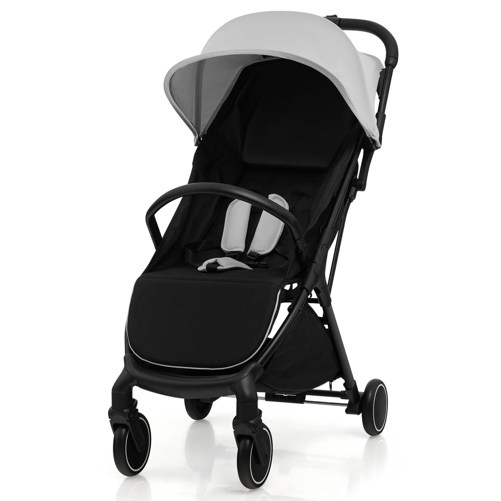 Lightweight Baby Stroller with Aluminum Frame and Detachable Seat Cover Grey