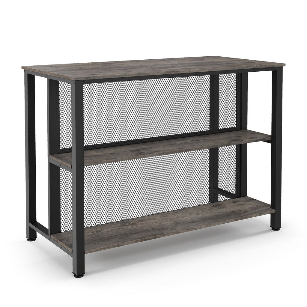 93cm Tall Bar Table with Storage with Open Shelves-Grey