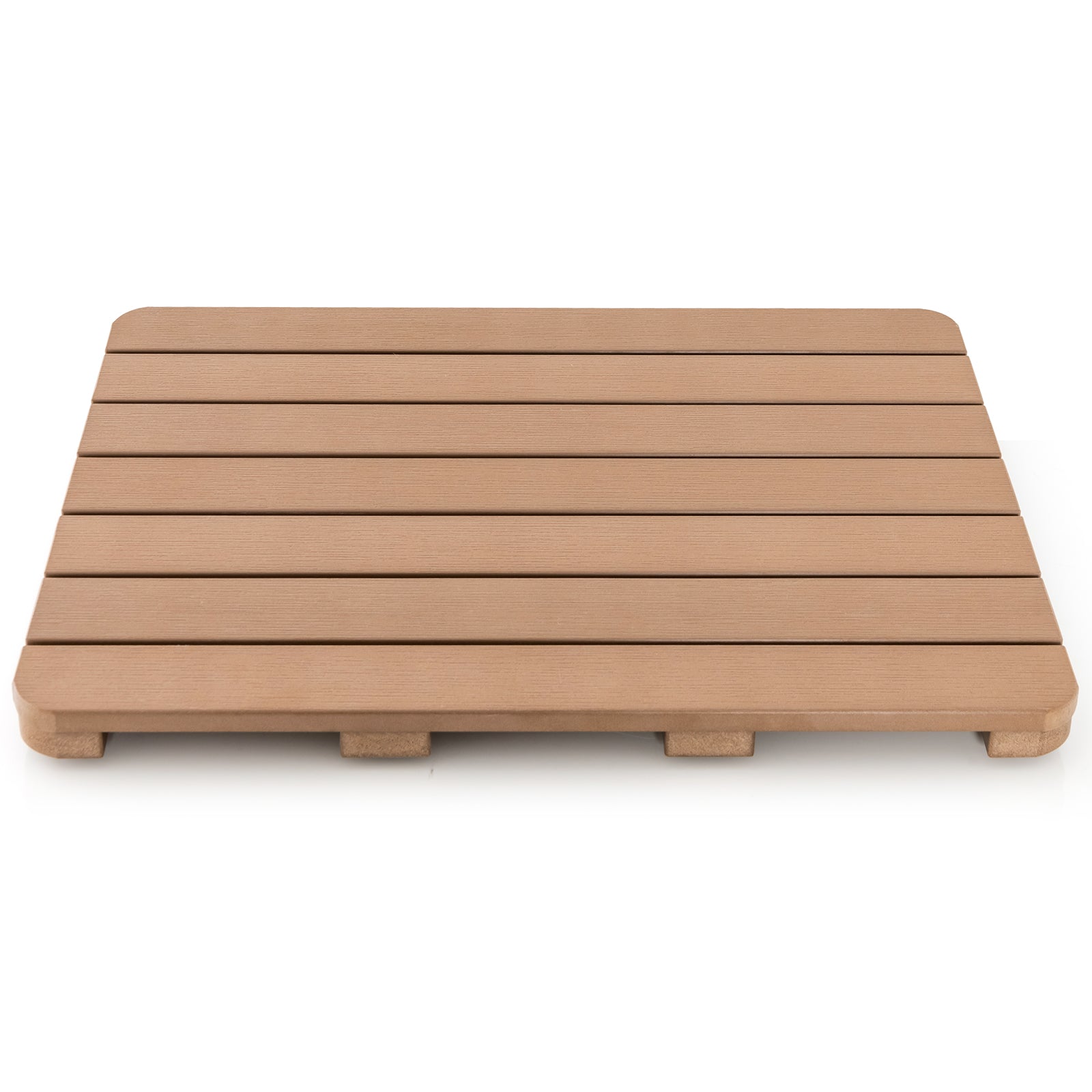 55 x 34 cm Bath Mat for Shower with Non Slip Foot Pads-Brown