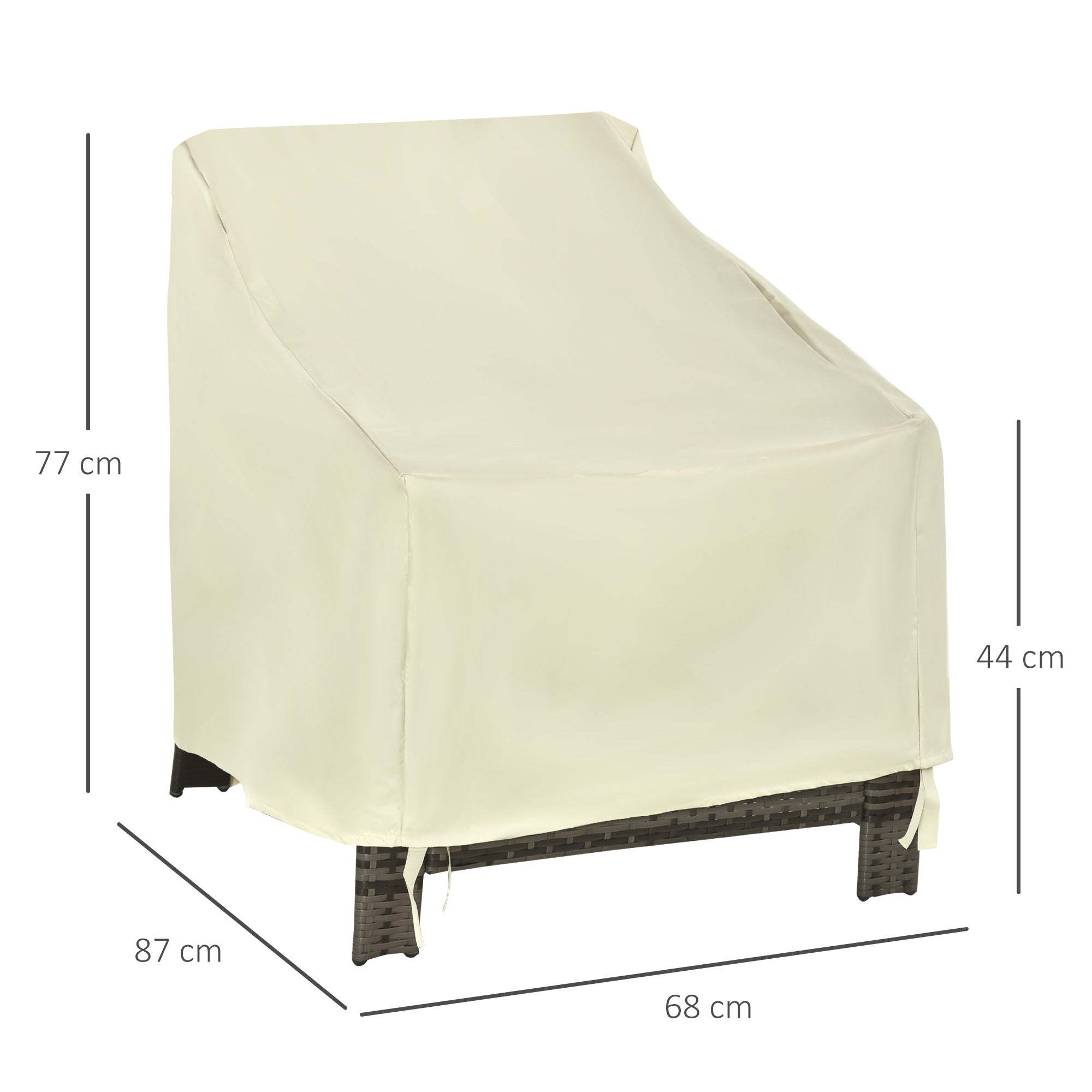 Outsunny 600D Oxford Cloth Furniture Cover Single Chair Garden Patio Outdoor Protector Waterproof 68x87x44-77cm - Inspirely