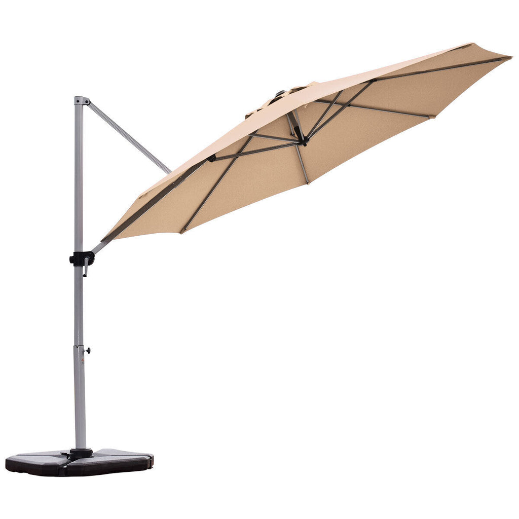 3.3m Patio Cantilever Umbrella with Tilting Adjustment and Cross base Beige