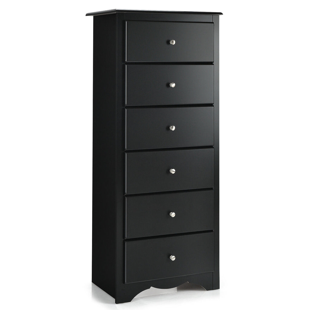 6 Drawer Freestanding Dresser Cabinet Black
