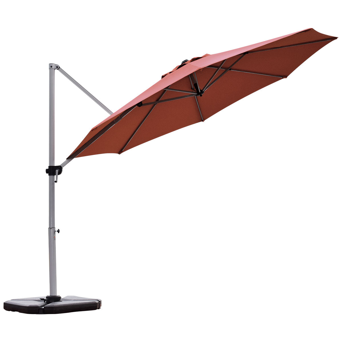 3.3m Patio Cantilever Umbrella with Tilting Adjustment and Cross base Brick Red