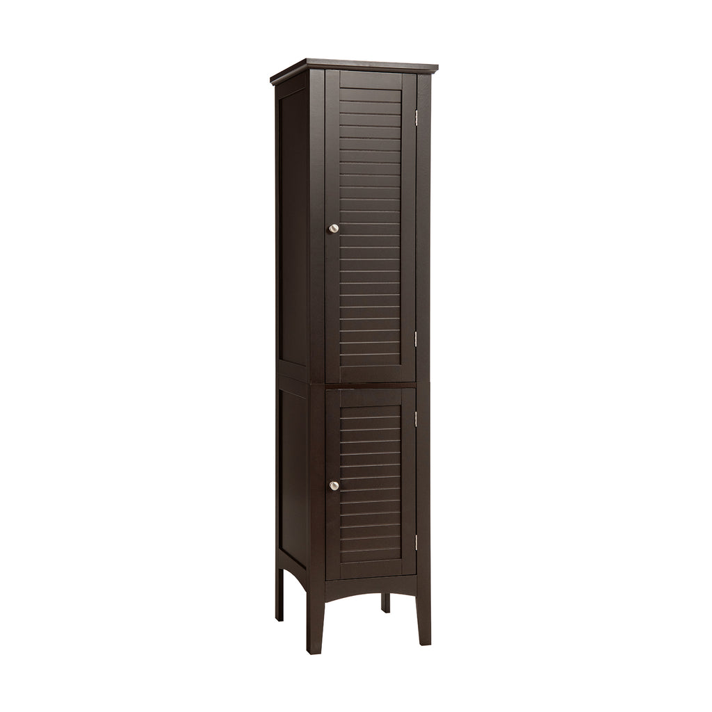 2-Door 160cm High Freestanding Bathroom Cabinet with 5-Tier Shelves-Brown
