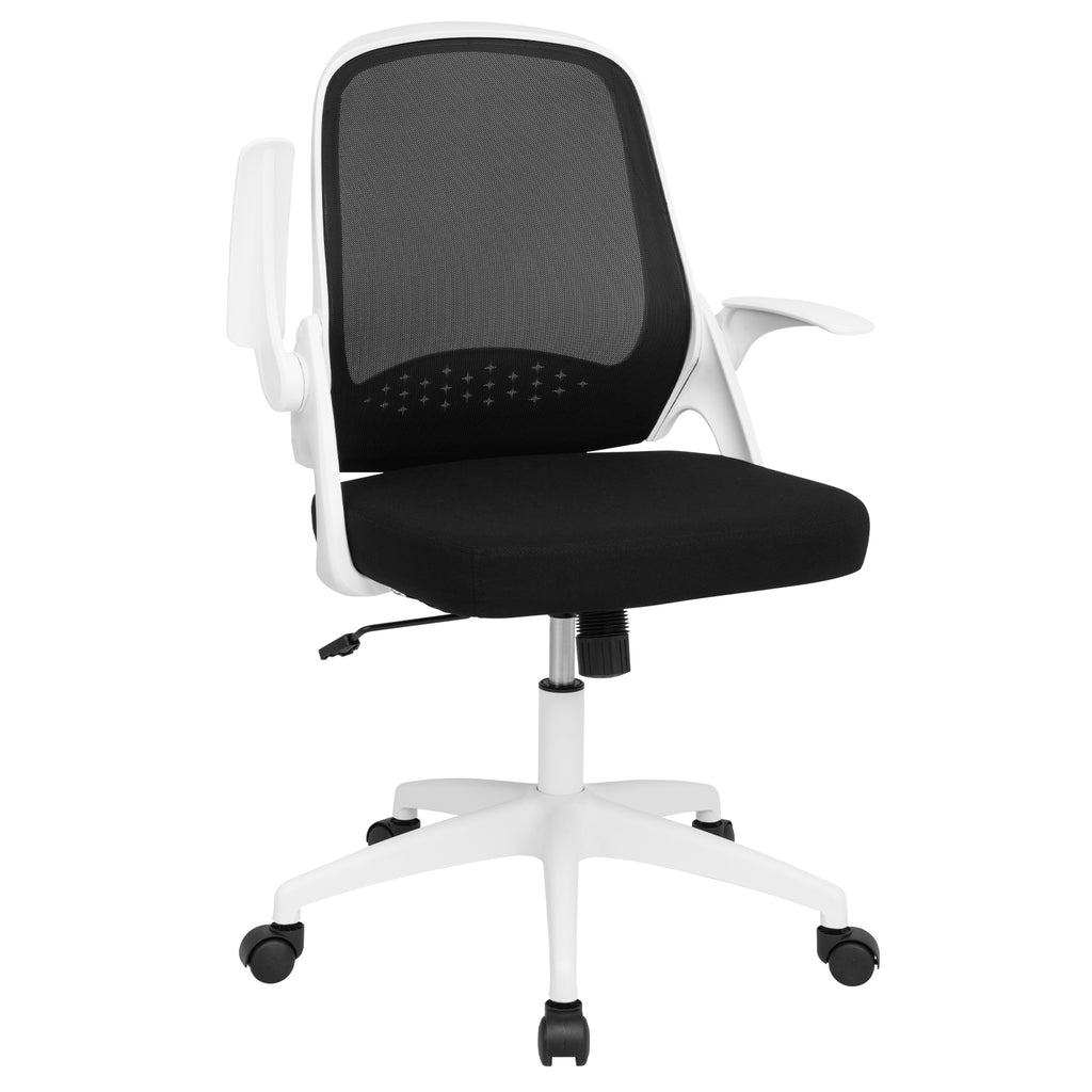 Height Adjust Swivel Rolling Mesh Office Chair with Ergonomic Mid-Back-White