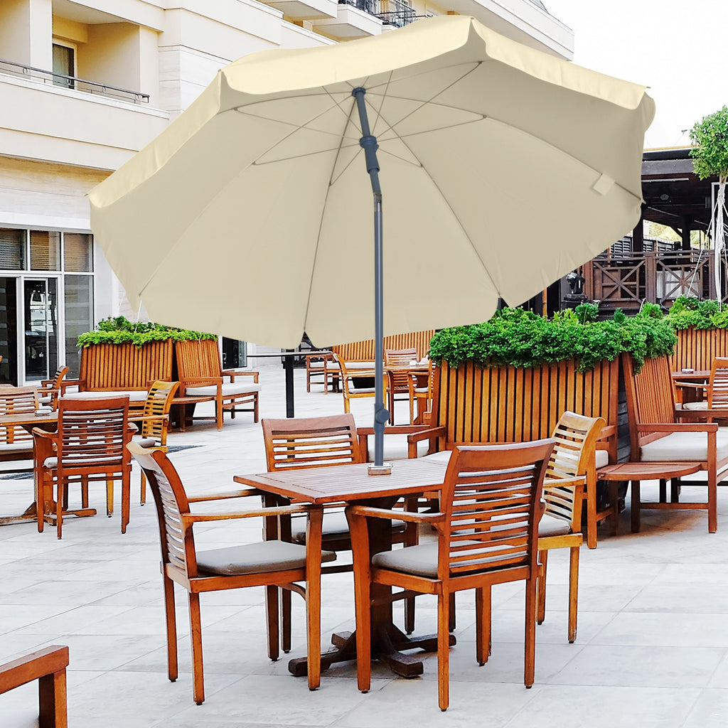 Outsunny 2.2M Tilt Beach Umbrella Parasol-Cream White - Inspirely