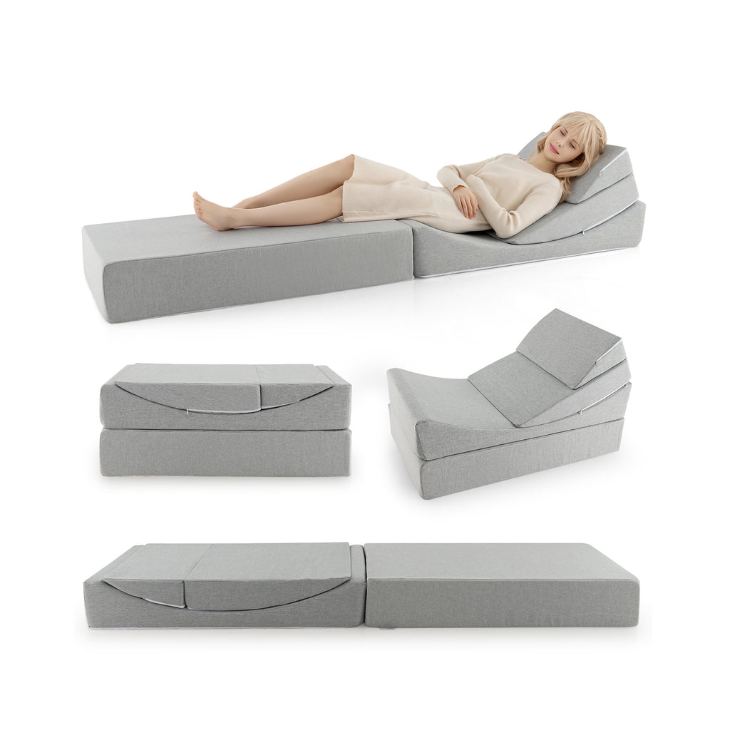 Convertible Folding Sofa Bed with High-density Foam-Grey