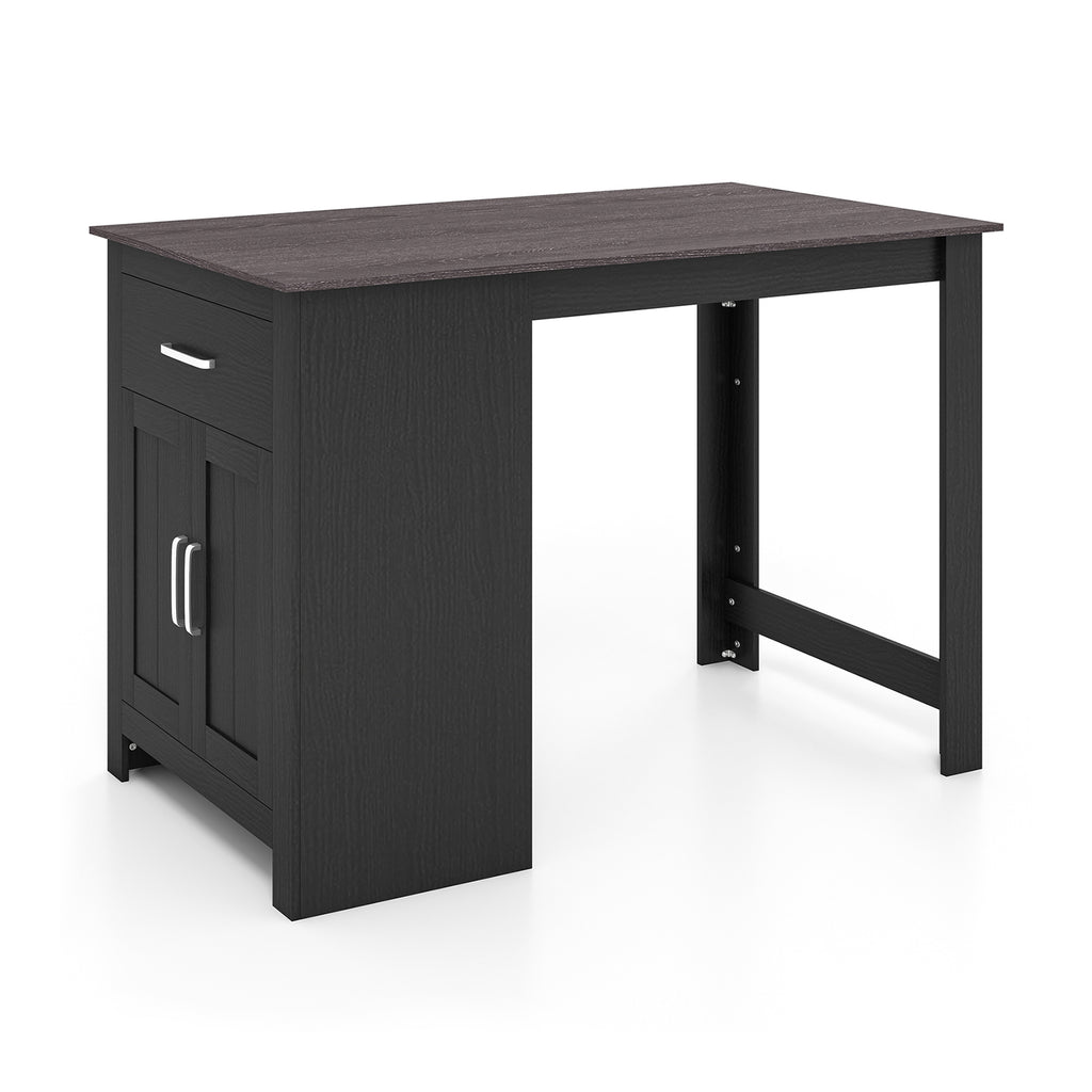 Counter Height Table with Storage Rectangular Pub Dining Table-Black